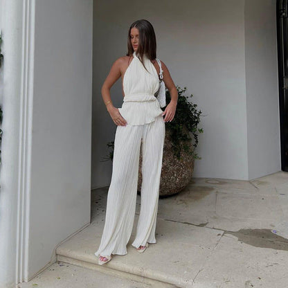 SAHARA Plissé Jumpsuit Set