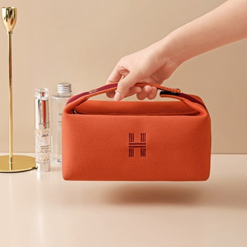 Hermès Kulturbeutel Lookalike Dupe Offwhite Weiss Canvas Orange